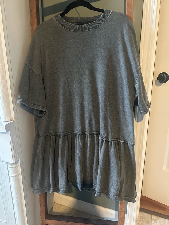 American Eagle Outfitters Tops - American eagle Washed Gray Peplum Short-Sleeve Dress - Women